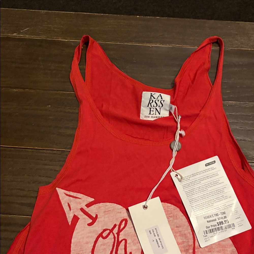 Zoe Karssen Red Sleeveless Top with Heart Design - Picture 9 of 9
